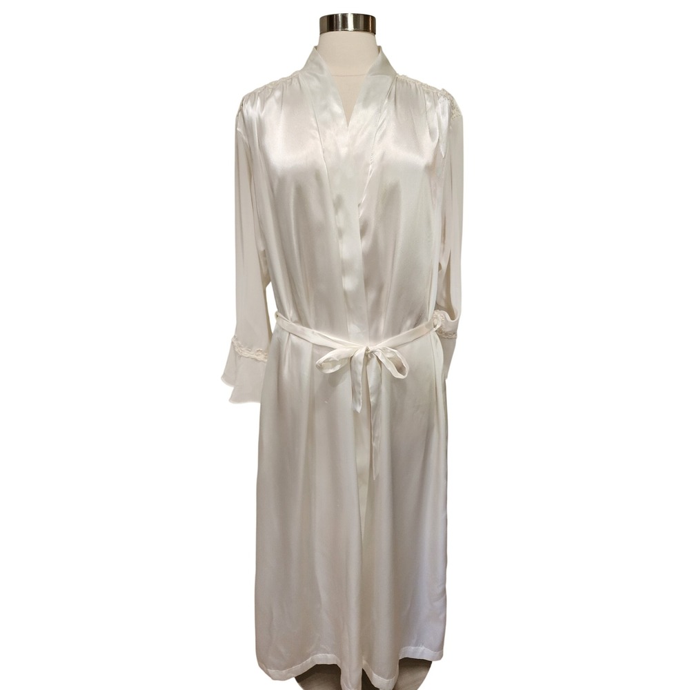 Vintage L.A. Intimates Tina Robe Full Length Belted Honeymoon Cream size XL